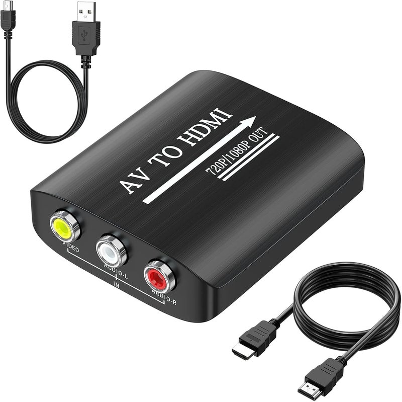 GINGIN RCA to HDMI,AV to HDMI Converter,Composite to HDMI Converter Compatible with WII,PS One,PS2,PS3,STB,Xbox,VHS,VCR,Blue-Ray DVD,with 3.3ft HDMI Cable - Image 1